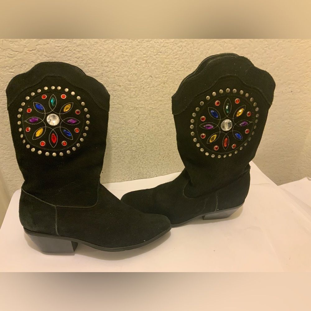 A. J. Valenci salete suede Leather Cowgirl Boots Size 7.5 M